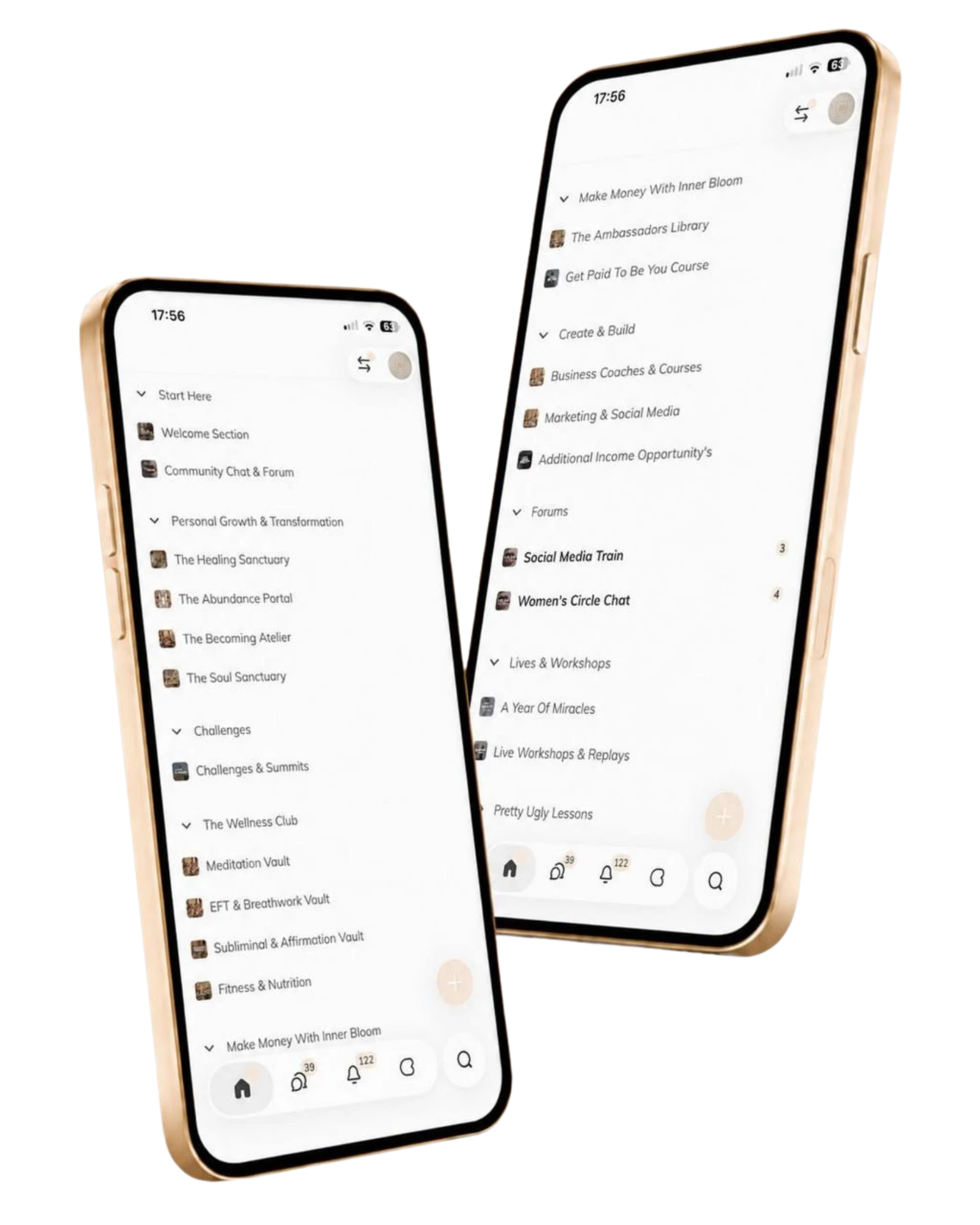 Inner Bloom app on phone mockups